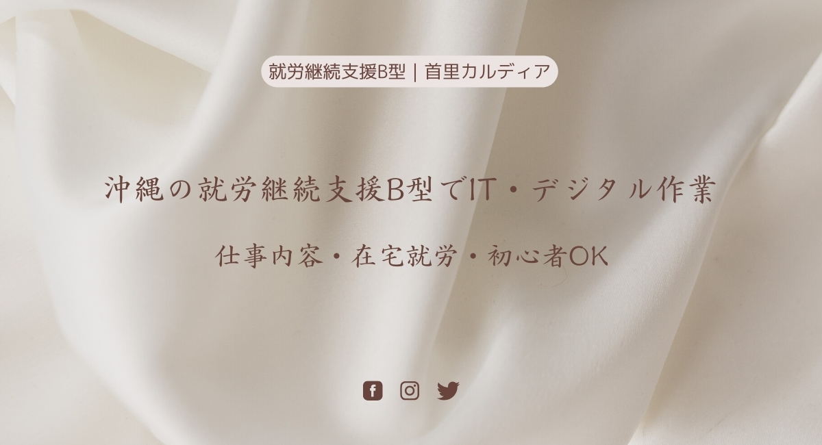 沖縄の就労継続支援B型でIT・デジタル作業｜仕事内容・在宅就労・初心者OK【那覇市】